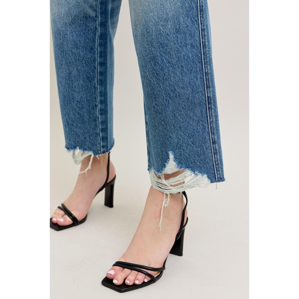Judy Blue Wide Leg High Waist Rigid Magic Destroy Hem Crop Denim Jeans 7 / 28 - Picture 10 of 16